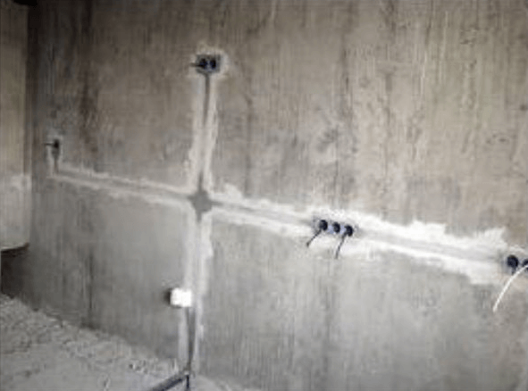 Hidden wiring in concrete wall