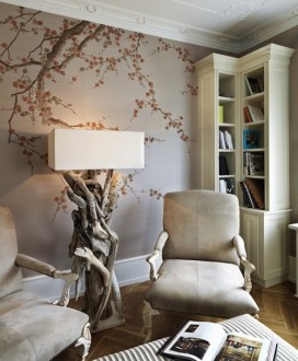 Floor lamp in the form of a tree for a bedroom