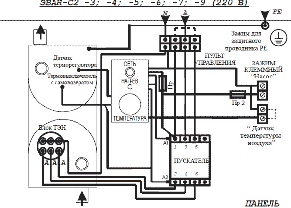 Трифазна схема за свързване на котела